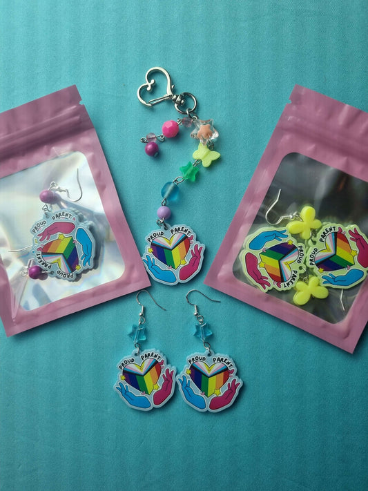 Proud Parent Earrings and Keychain